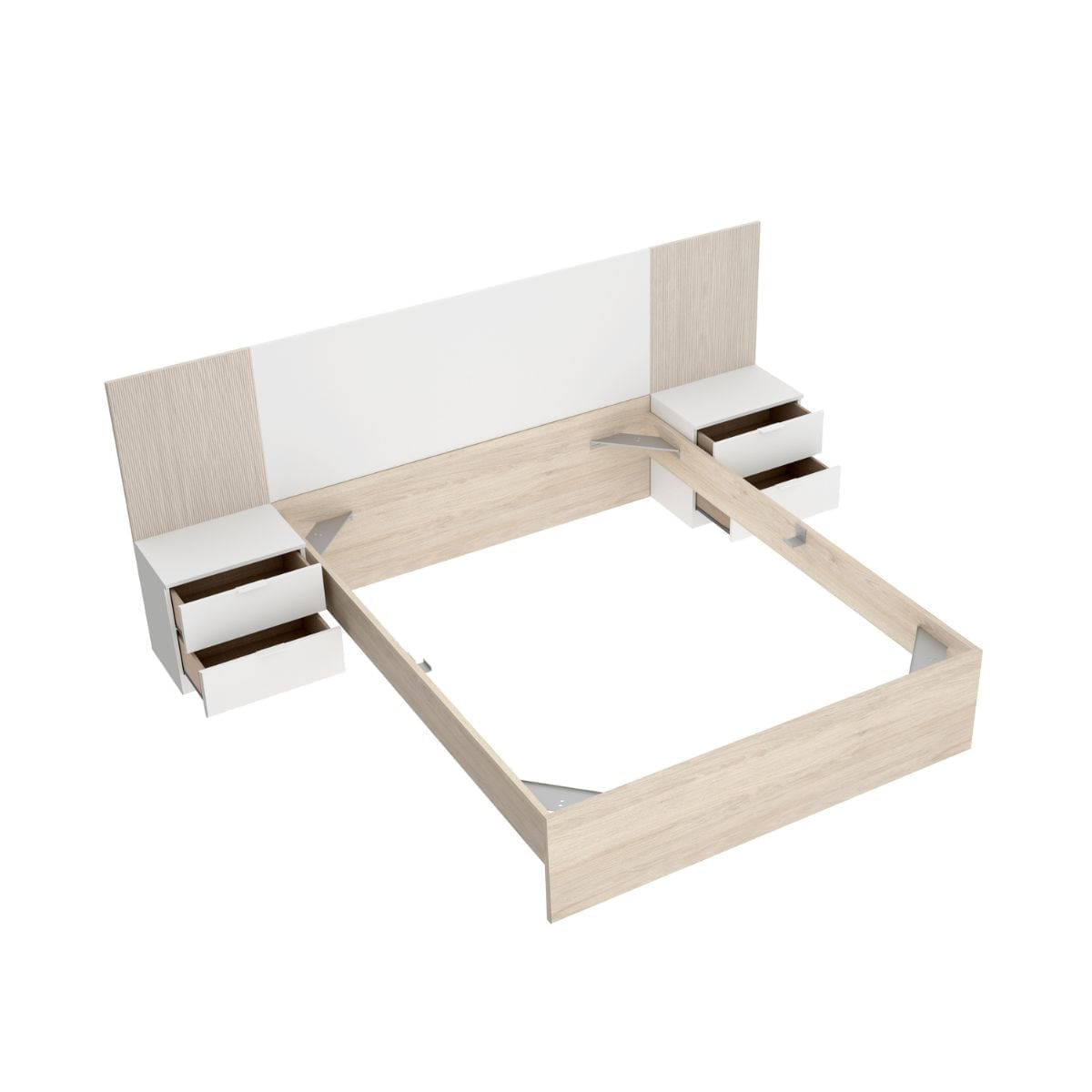 Conjunto-de-dormitorio-Pack-Loma-2-cabecero---mesita---aro---comoda-blanco-natural-lateral
