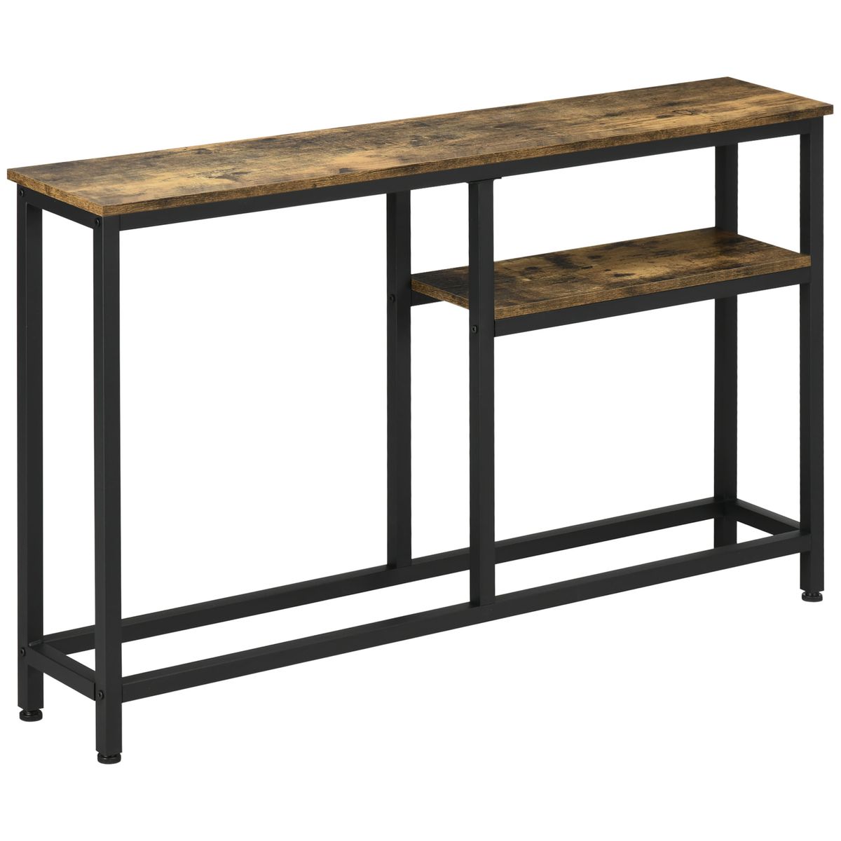 Consola-Nido-Homcom-con-estante-marron-75x120x23-cm-fondo-blanco