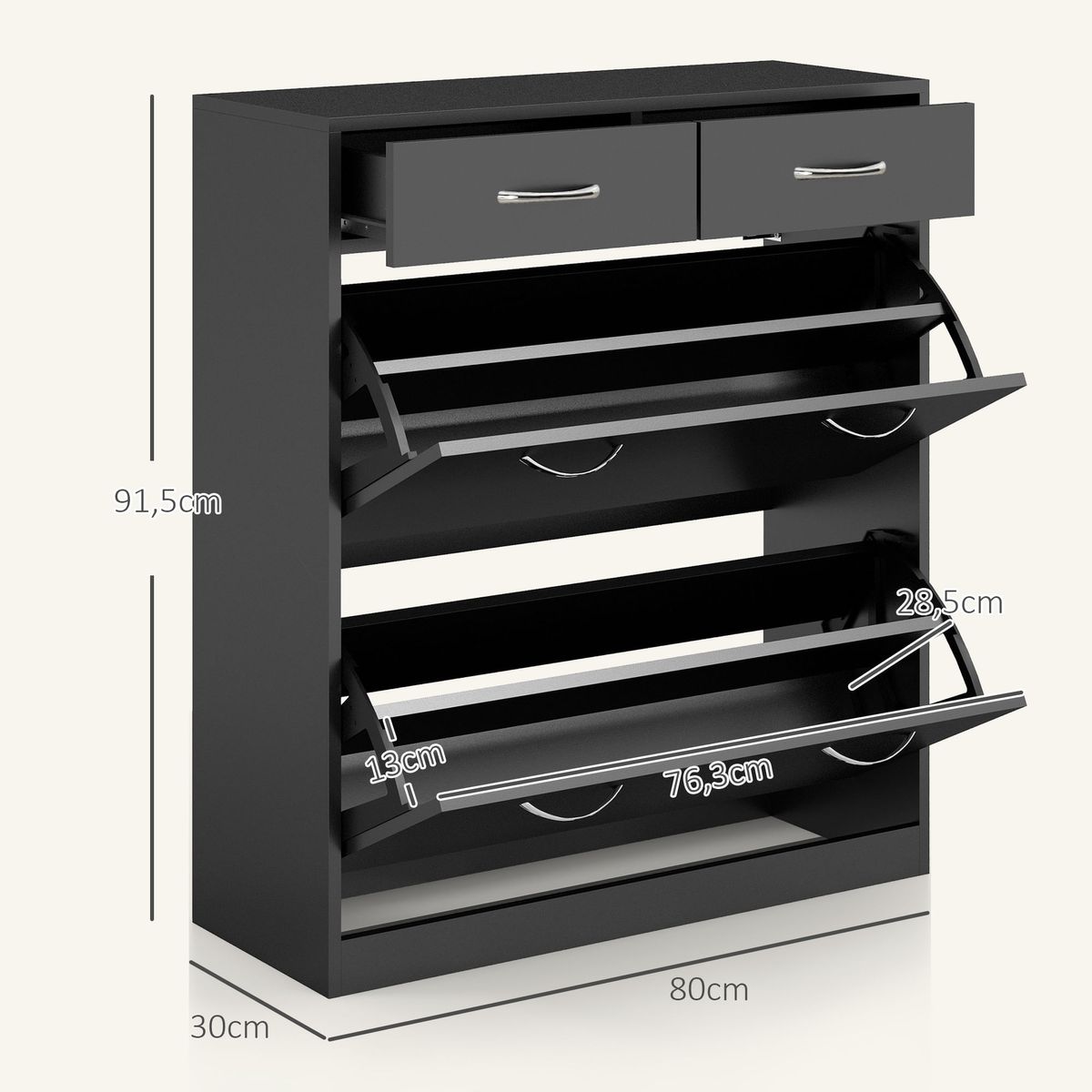 Zapatero-Noche-Homcom-2-cajones-con-2-puertas-negro-915x80x30-cm-medidas