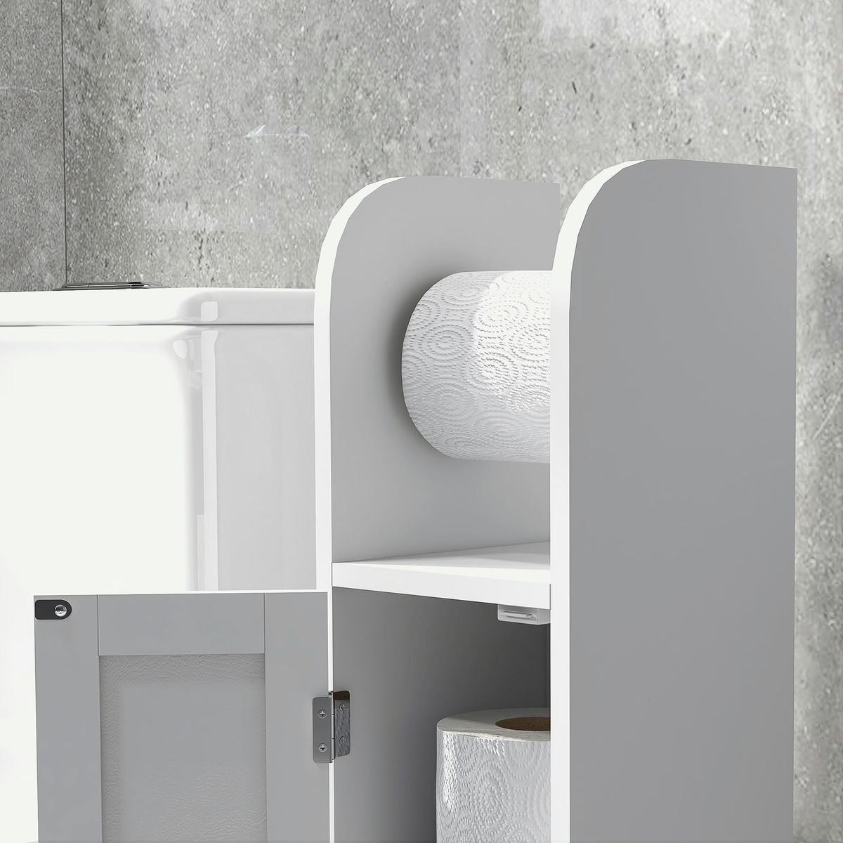 Columna-portarollo-Siena-Kleankin-con-puerta-blanco-80x20x20-cm-detalle