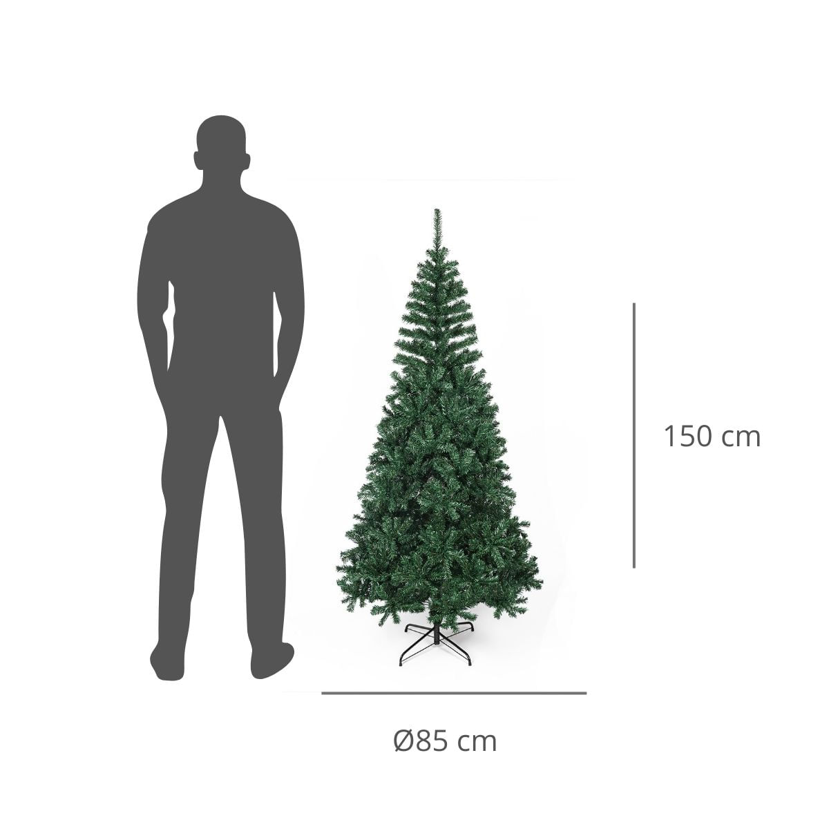 Arbol-de-navidad-400-ramas---base-cruzada-verde-Ø85x150-cm-