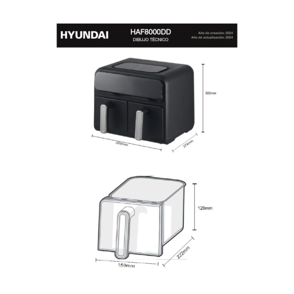 Freidora-de-aire-Hyundai-HAF8000DD-2400W-8L-2-cestas-8-programas-negro-medidas
