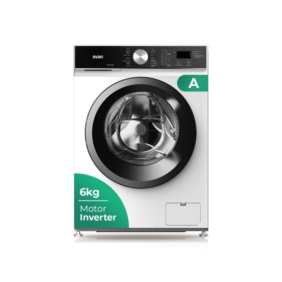 Lavadora-carga-frontal-Svan-SL6104AIDV-6kg-1000-rpm-A-blanco-negro-595-cm-fondo-blanco
