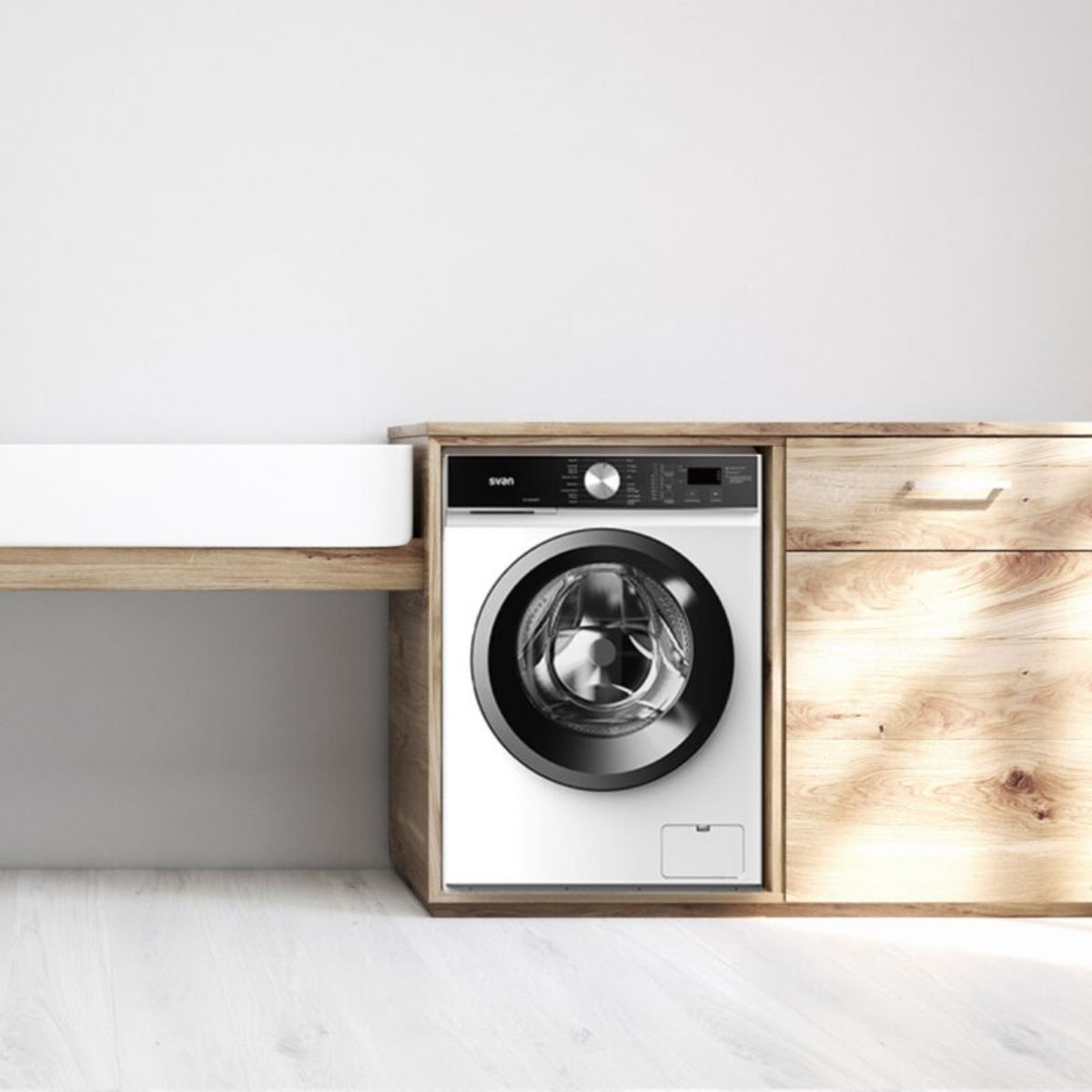 Lavadora-carga-frontal-Svan-SL6104AIDV-6kg-1000-rpm-A-blanco-negro-595-cm-ambeintada