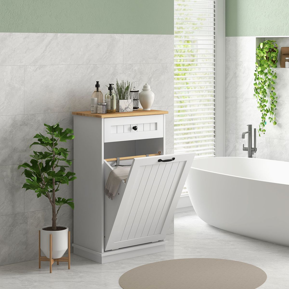 Mueble-de-baño-Milan-Homcom-con-cajon-y-puerta-abatible-blanco-90x52x33-cm-ambientada