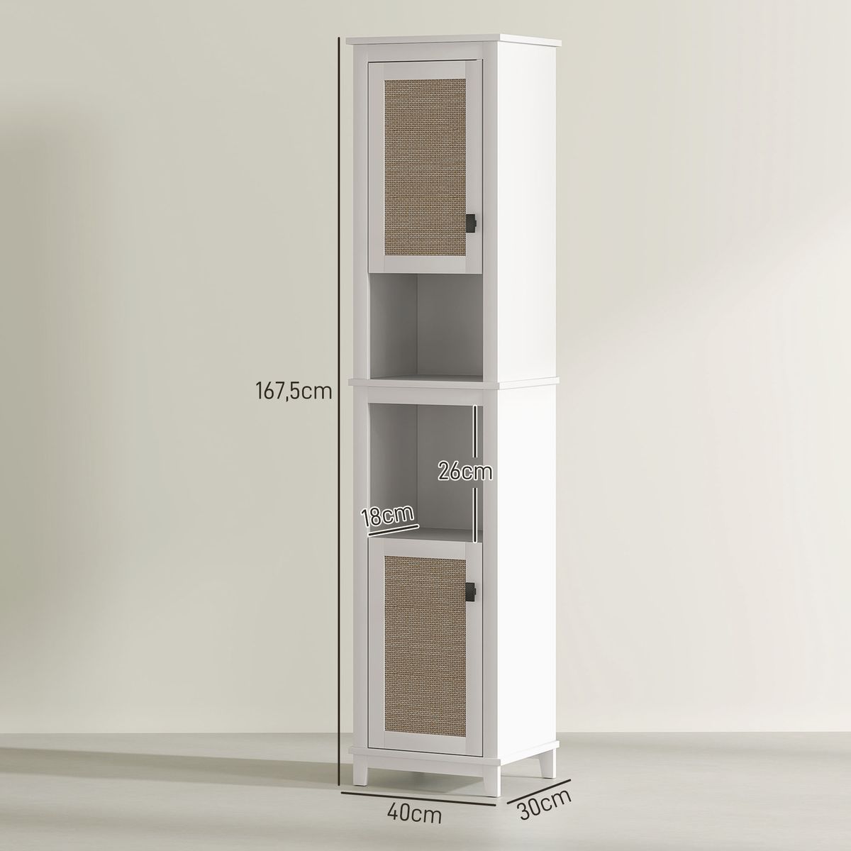 Columna-de-baño-Sahara-Homcom-2-puertas-con-2-compartimentos-blanco-natural-1675x40x30-cm-medidas