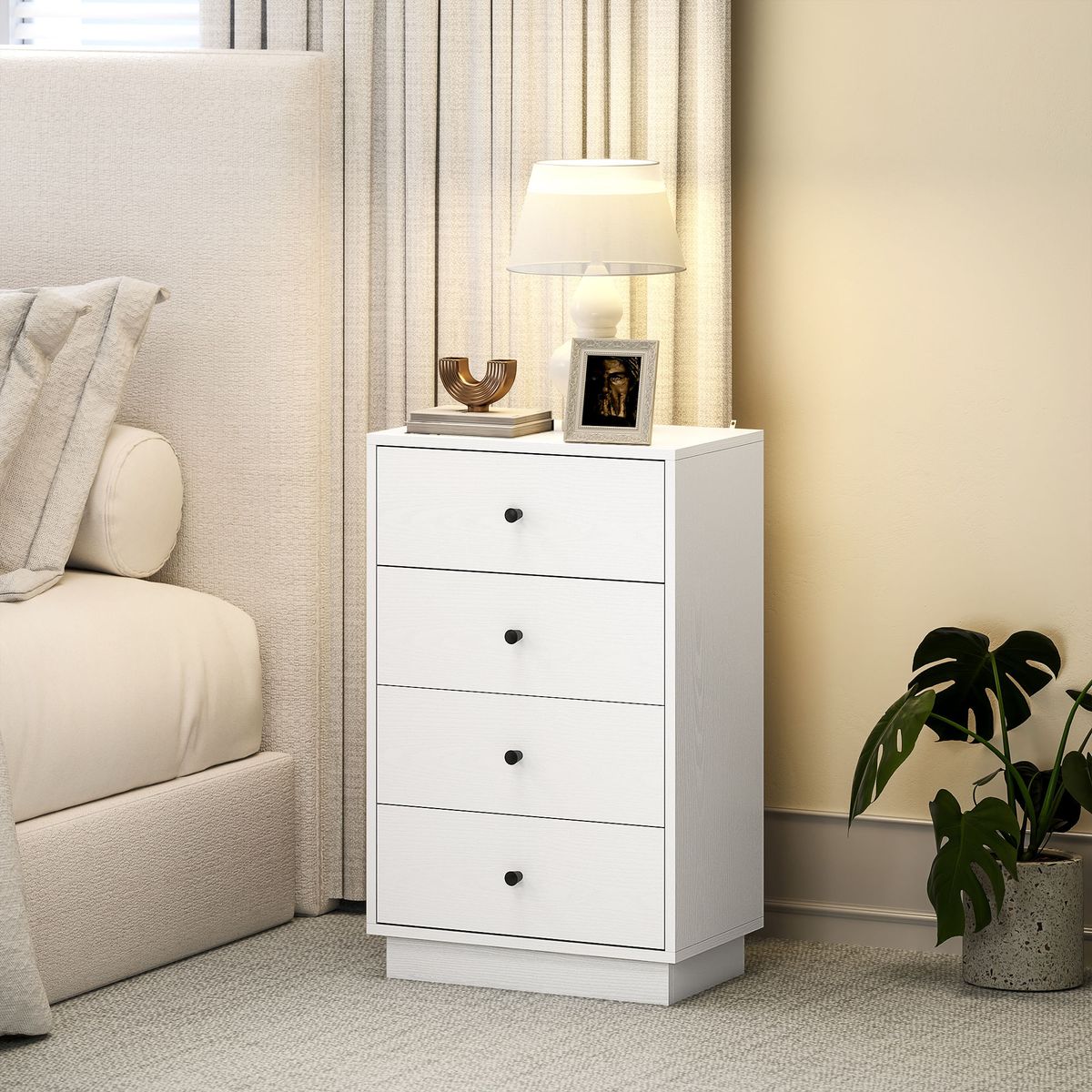 Comoda-Dakar-Homcom-4-cajones-blanco-75x47x29-cm-ambientada