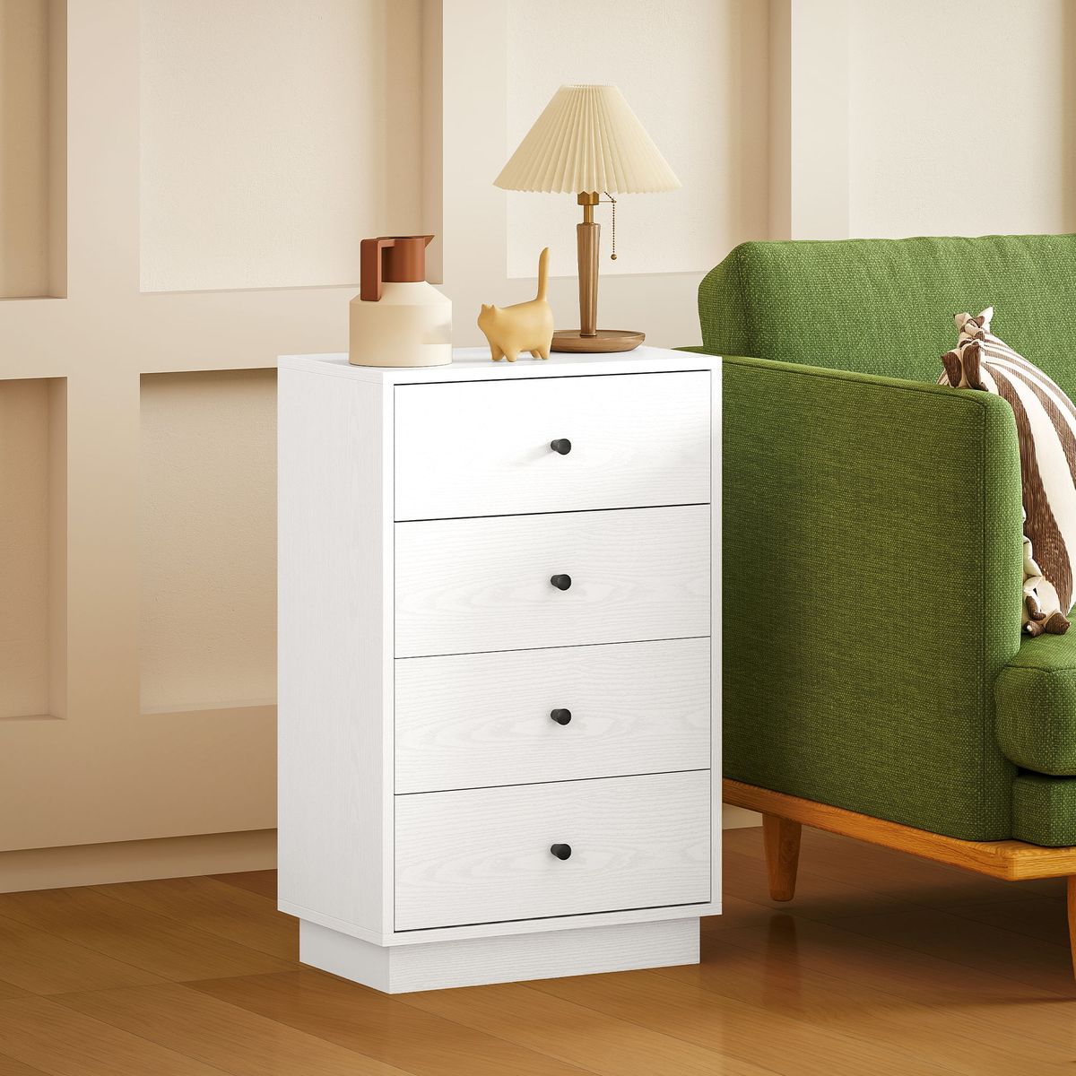Comoda-Dakar-Homcom-4-cajones-blanco-75x47x29-cm-ambientada-lateral