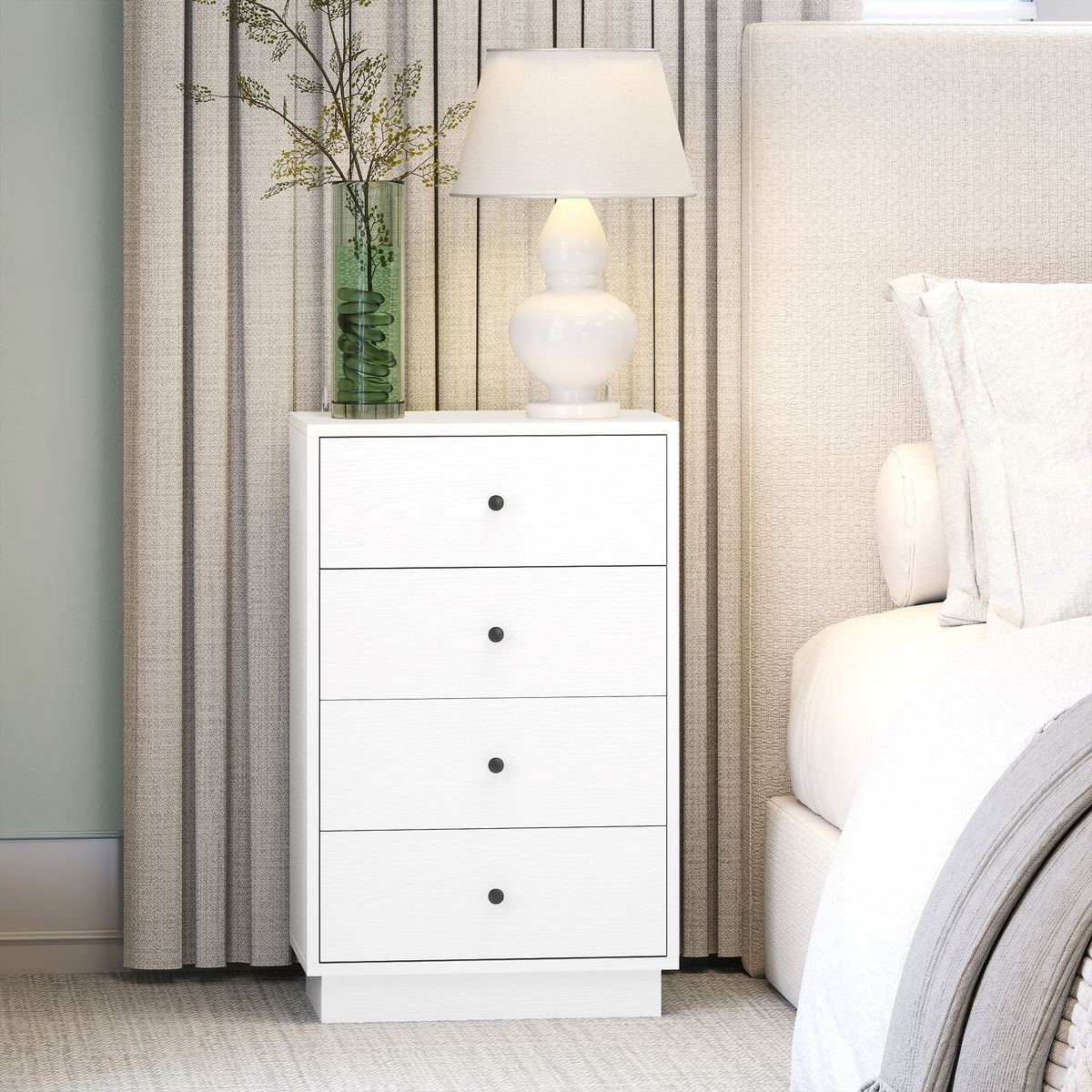 Comoda-Dakar-Homcom-4-cajones-blanco-75x47x29-cm-ambientada-frontal