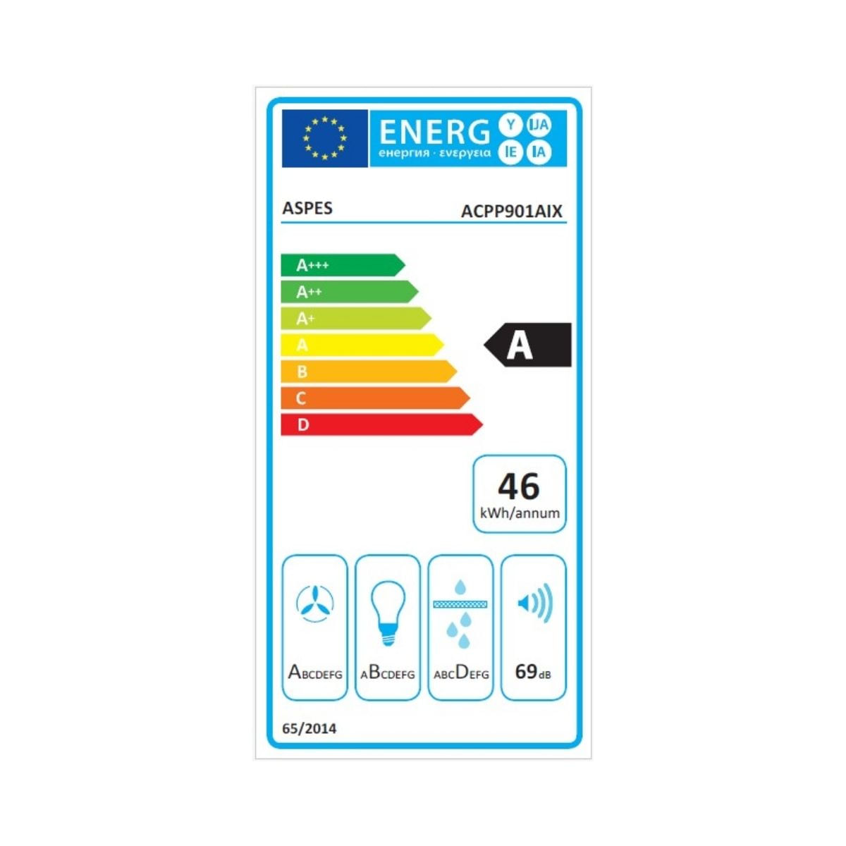 Campana-piramidal-Aspes-ACPP901AIX-233W-6232-m³-h-A-inox-90-cm-etiqueta-energetica
