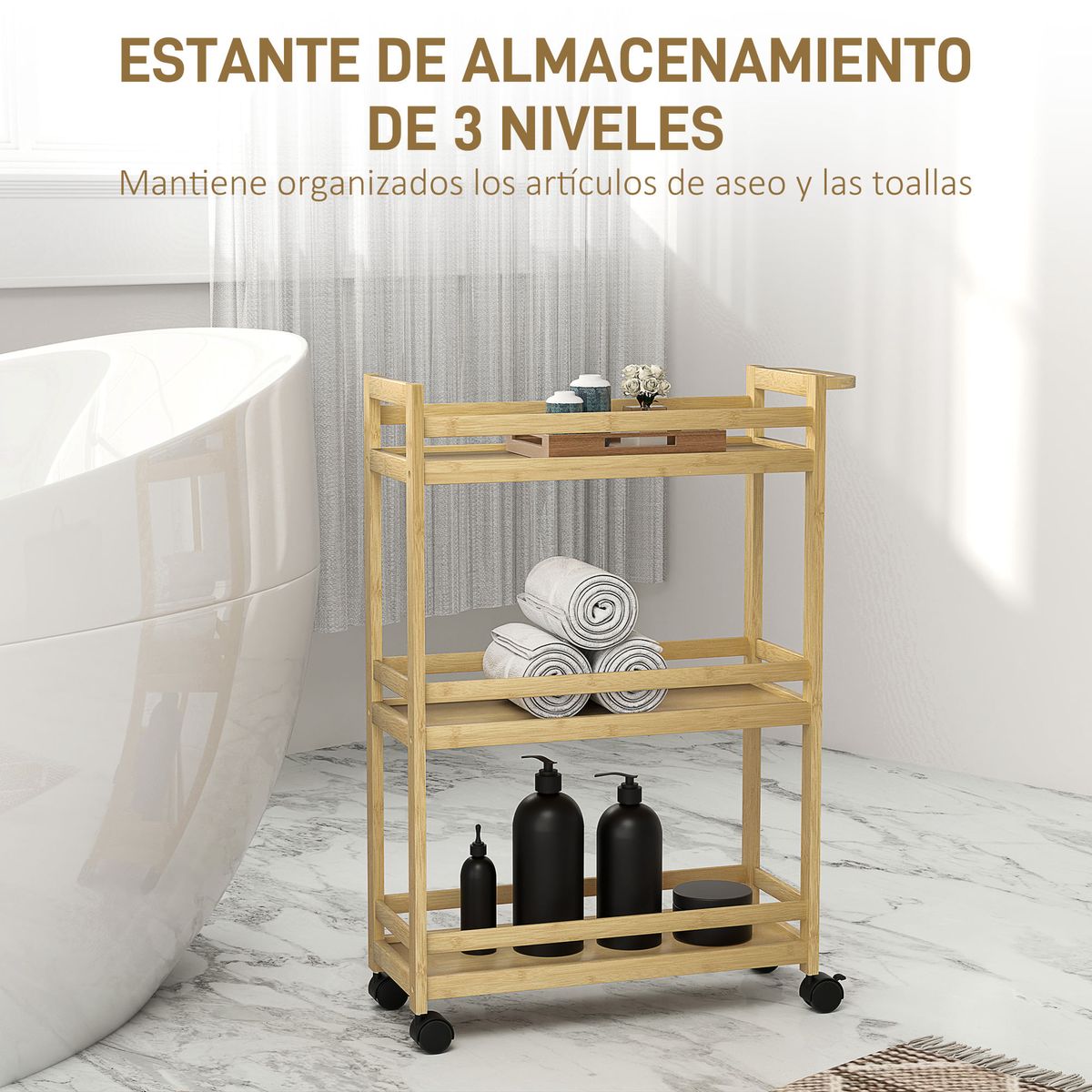 Carrito-auxiliar-Cover-Homcom-3-niveles-con-ruedas-natural-75x55x20-cm-ambientada