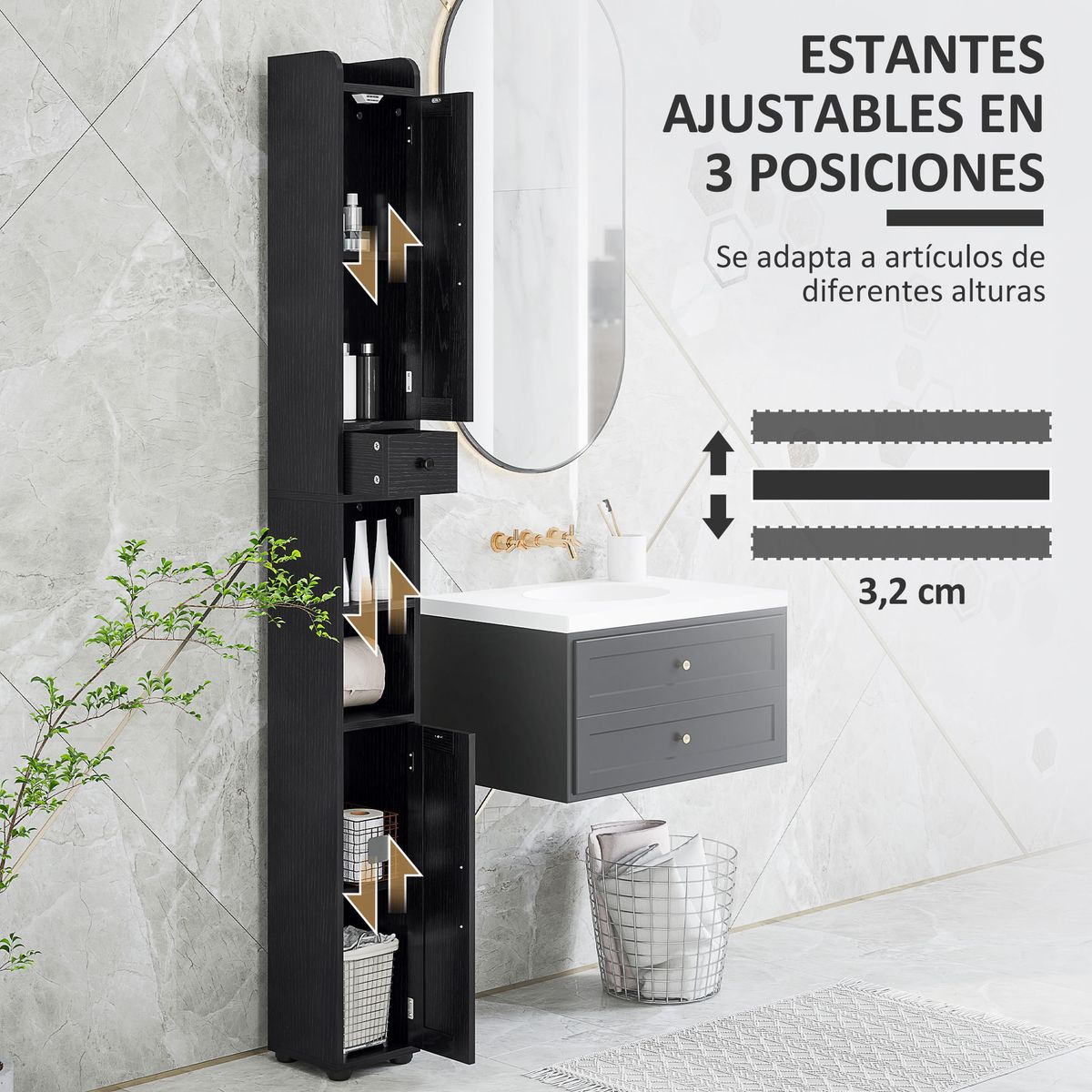 Columna-de-baño-Over-Homcom-2-puertas-con-portarrollos-negro-ambientada