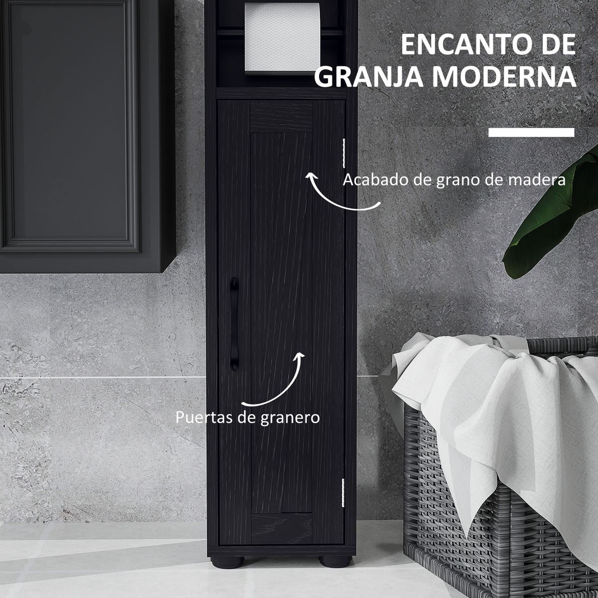 Columna-de-baño-Over-Homcom-2-puertas-con-portarrollos-negro-185x20x20-cm