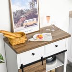 Mueble-auxiliar-Cross-Homcom-puerta-corredera-con-botellero-y-2-cajones-blanco-natural-86x80x39-cm-detalle