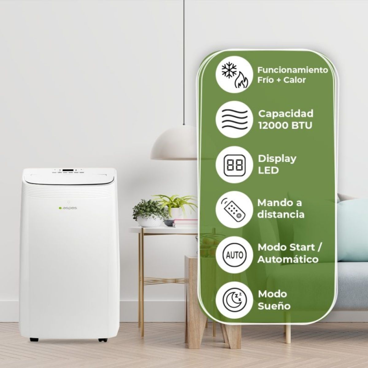 Aire-acondicionado-portatil-Aspes-AAAP1200B-modo-frio-calor-3000-frigorias-R290-A-