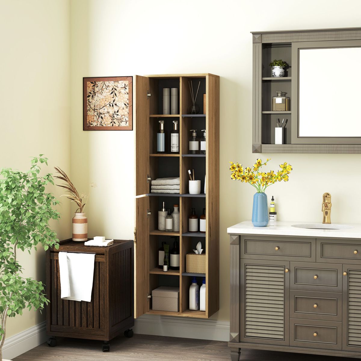Mueble-de-baño-Elna-Homcom-alto-natural
