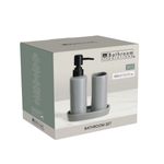 Set-de-baño-Aqua-3-piezas-dispensador-jabonera-y-vaso-gris-caja