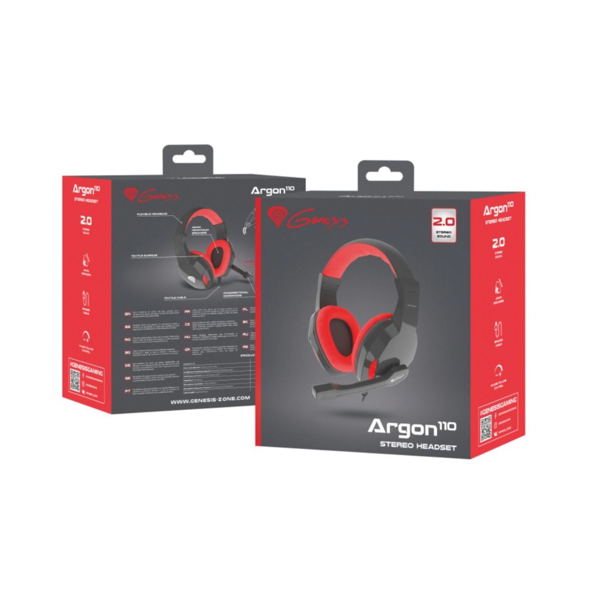 Auriculares-de-diadema-Genesis-Argon-110-con-cable-rojo