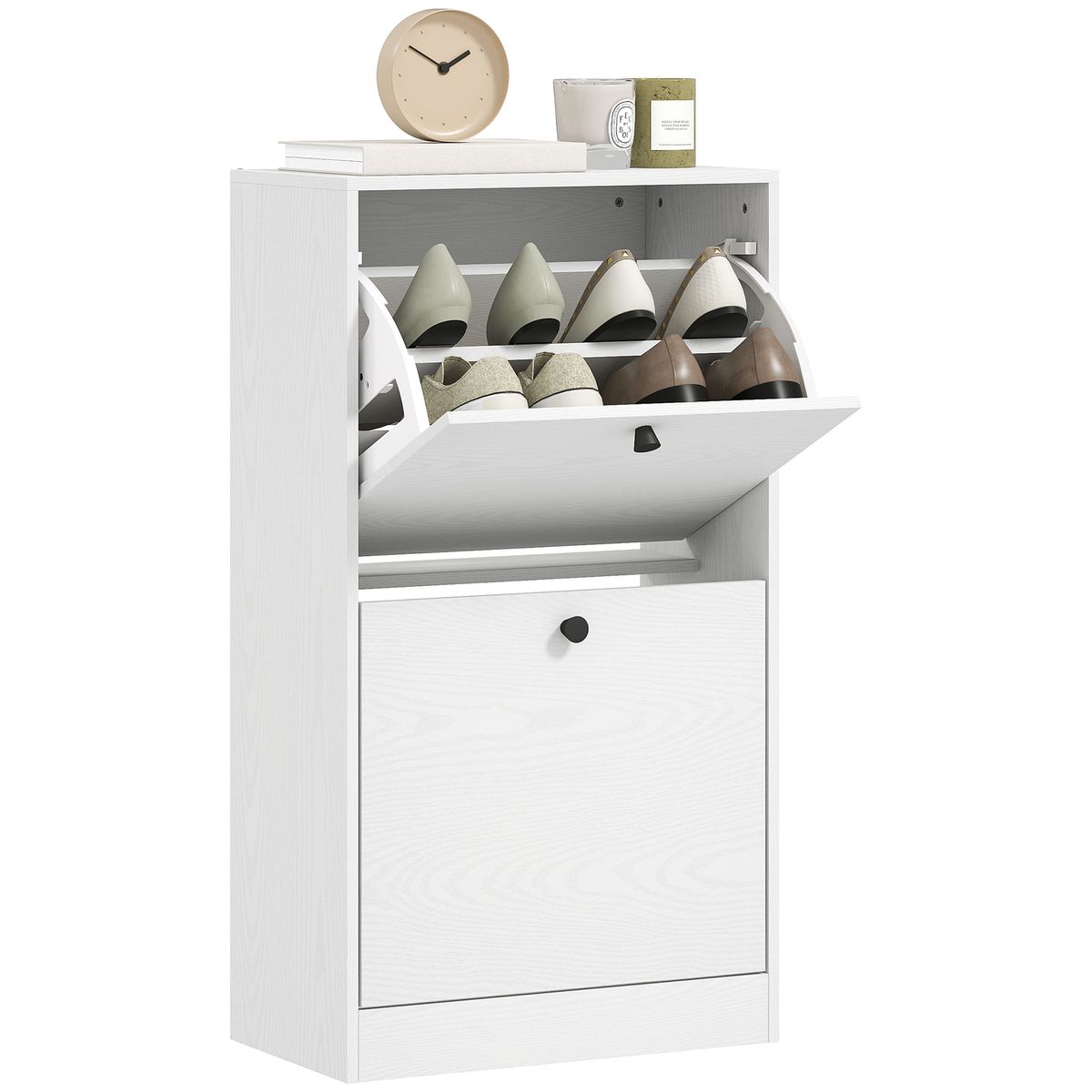 Armario-zapatero-Loir-Homcom-de-madera-liso-blanco-85x47x26-cm