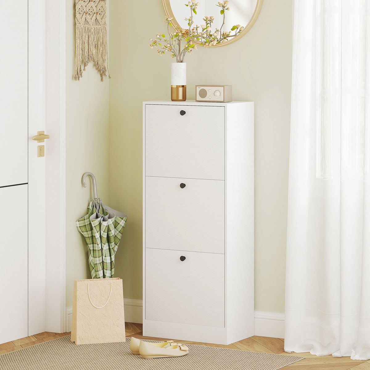 Zapatero-Emue-Homcom-de-3-cajones-liso-blanco-115x47x28-cm