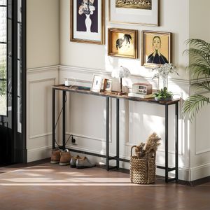 Consola Rowan Homcom con estación de carga marrón/negro 80x160x20 cm