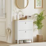 Zapatero-Emile-Homcom-2-cajones-liso-blanco-95x80x24-cm