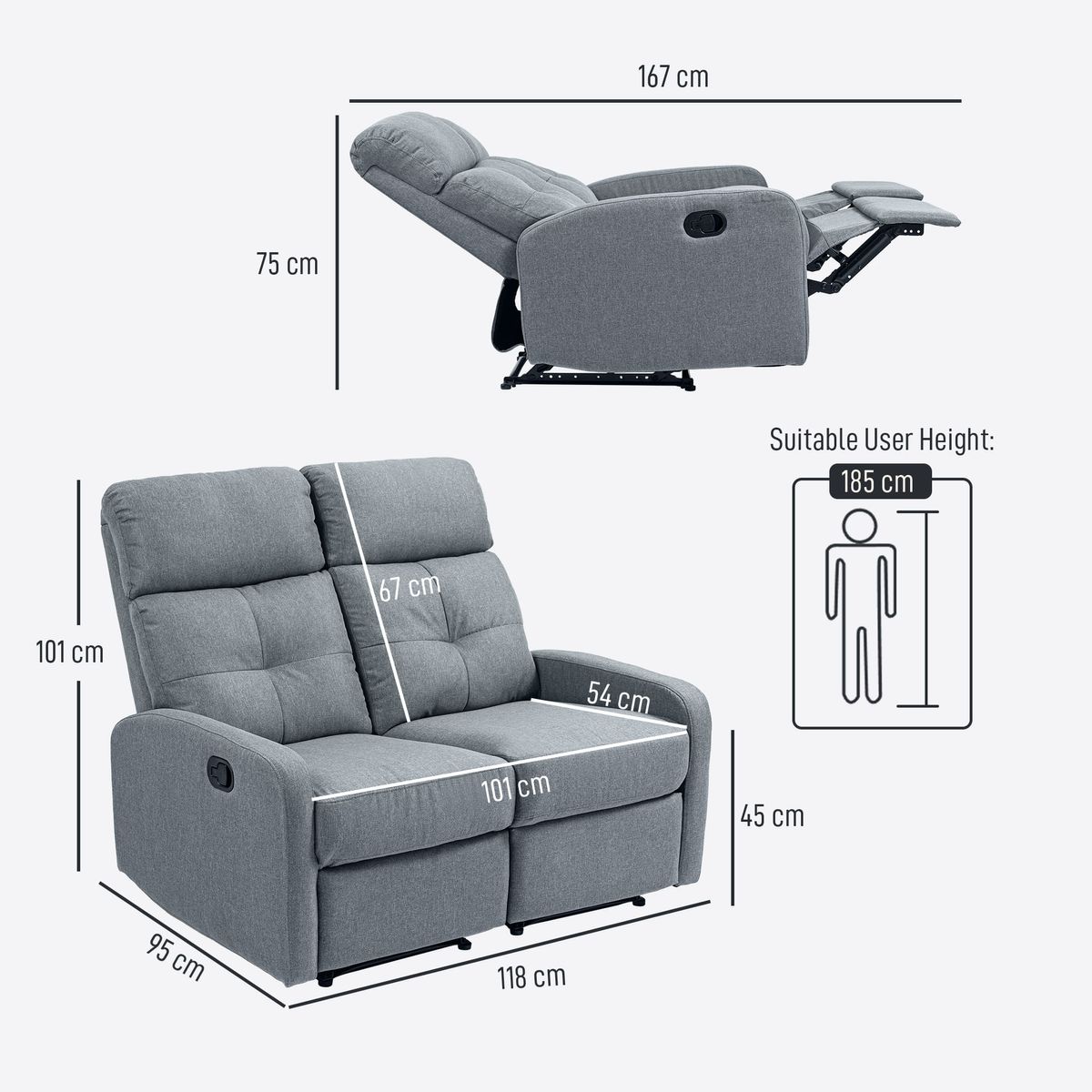 Sofa-Andros-Homcom-reclinable-gris-101x118x95-cm