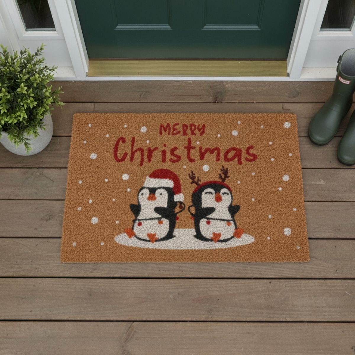 Felpudo-Noel-Pinguino-diseño-navideño-39x59-cm-ambientada