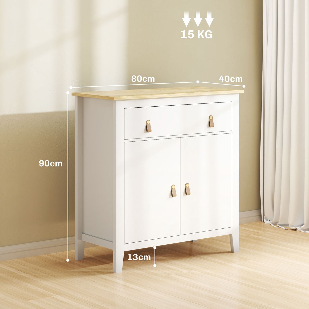 Aparador-Skadi-Homcom-efecto-roble-blanco-90x80x40-cm