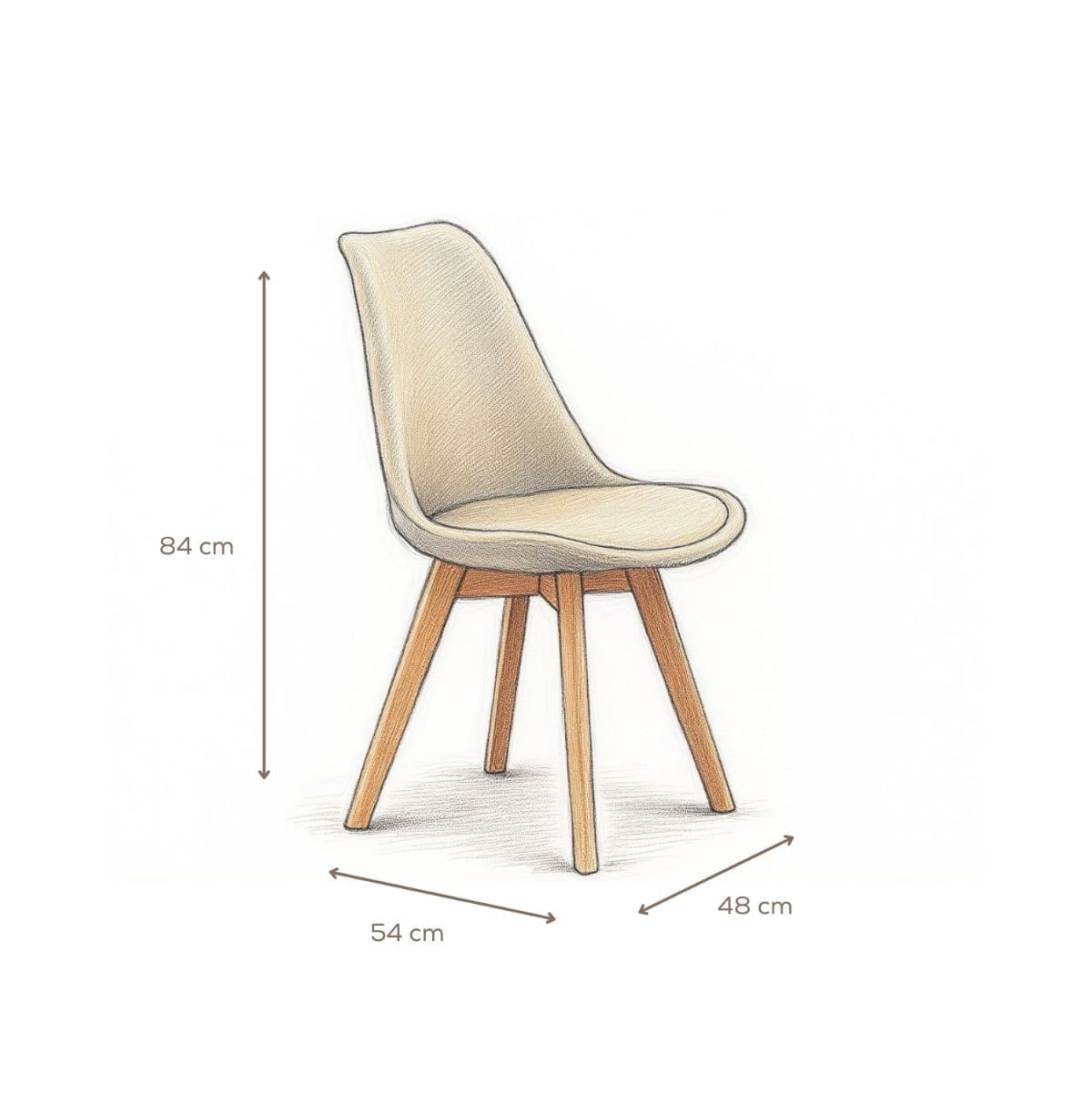 Pack-de-4-sillas-Bistro-asiento-acolchado-beige-medidas