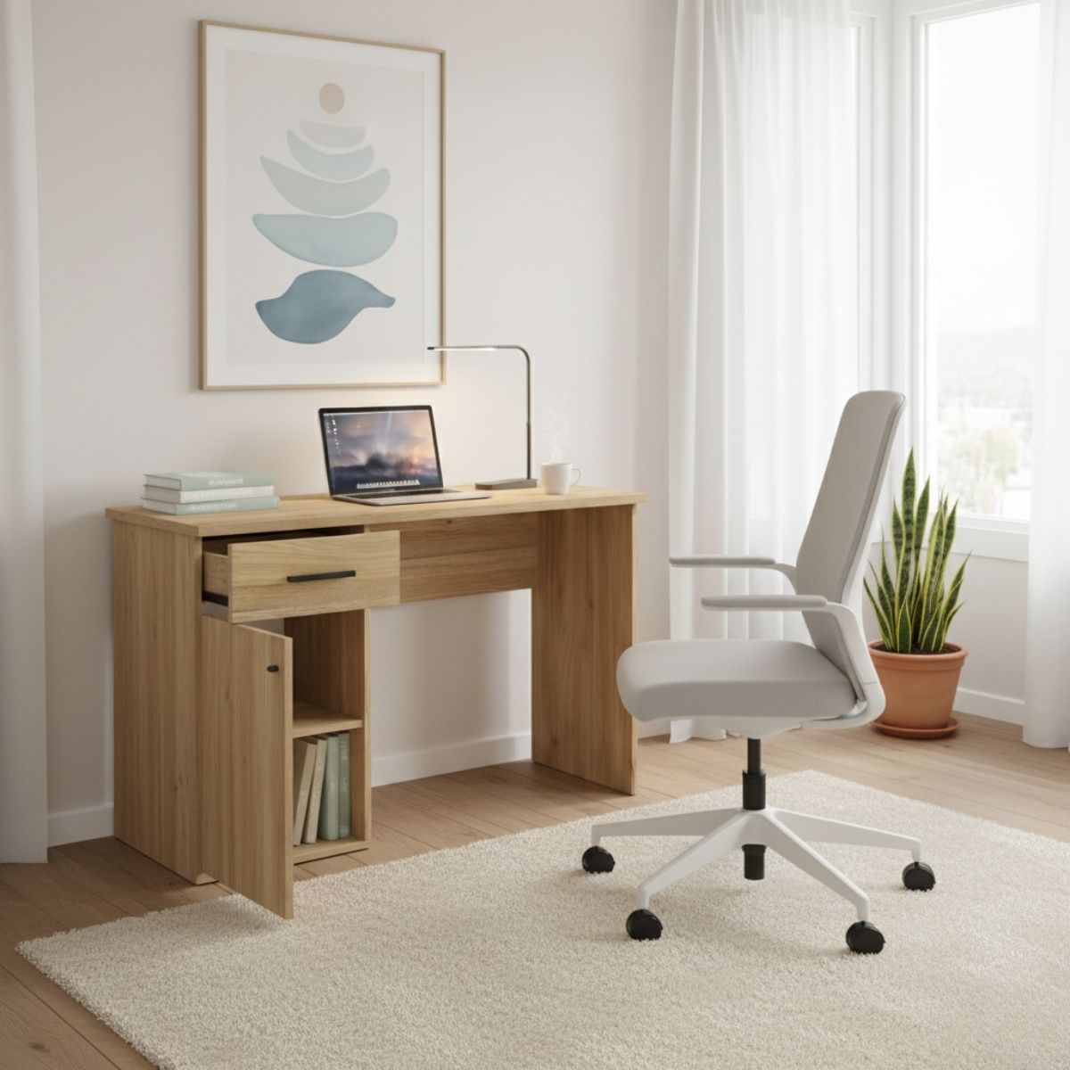 Escritorio-New-Aura-armario-con-cajon-natural-72x120x498-cm-ambientada-interior