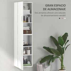 Armario de baño Armenia Homcom 2 puertas blanco 160x40x30 cm