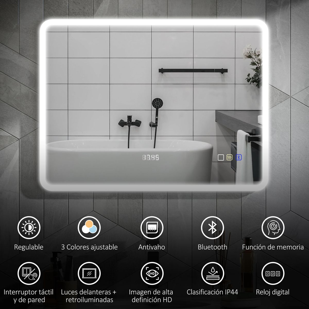 Espejo-de-baño-Lumera-Homcom-luz-LED-60x80-cm