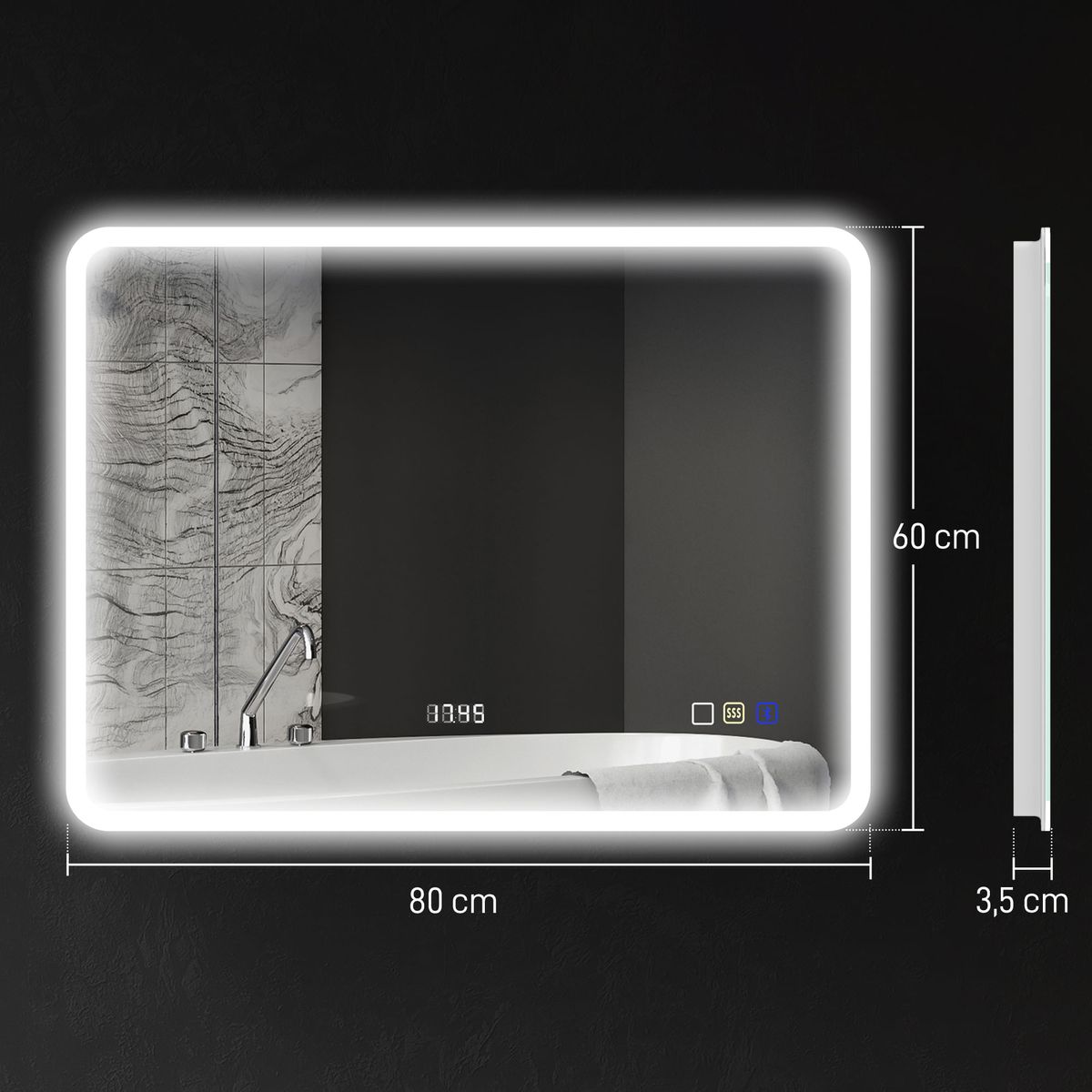 Espejo-de-baño-Lumera-Homcom-luz-LED-60x80-cm