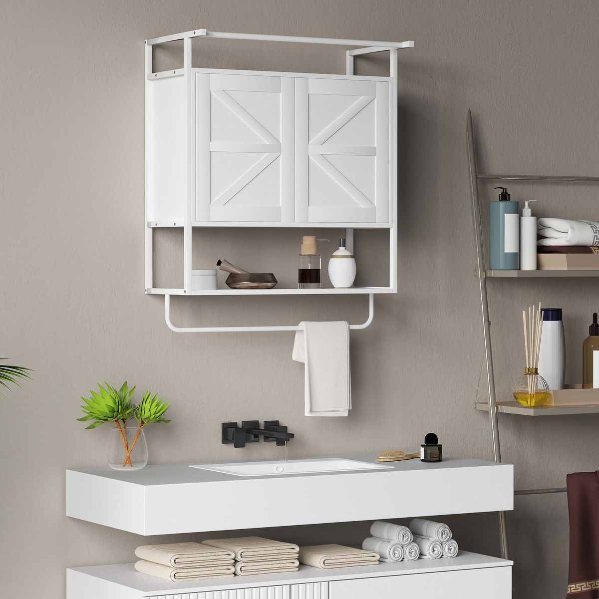 Armario-de-baño-Positive-Homcom-2-puertas-con-toallero-blanco-75x63x34-cm-aseo