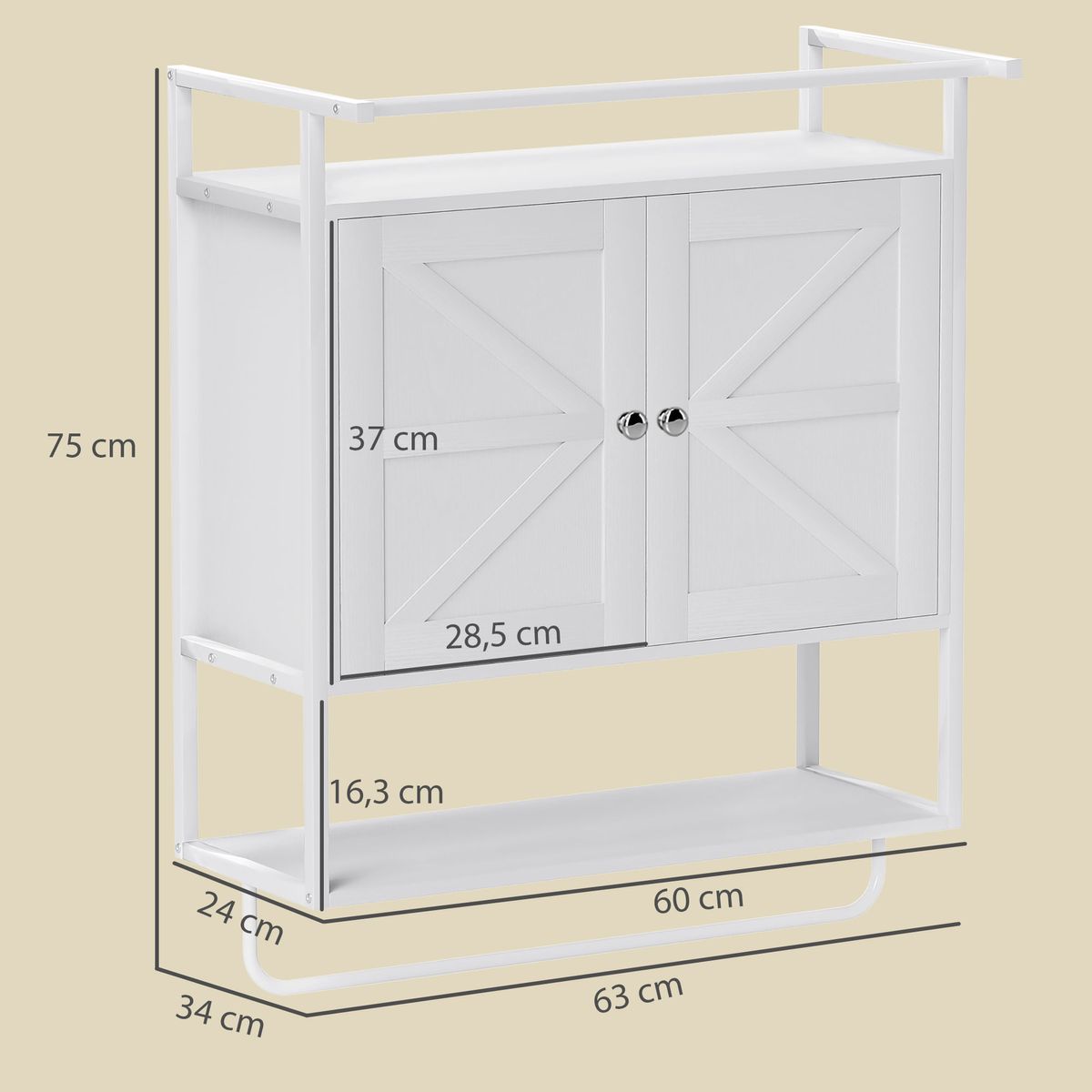 Armario-de-baño-Positive-Homcom-2-puertas-con-toallero-blanco-75x63x34-cm-medidas