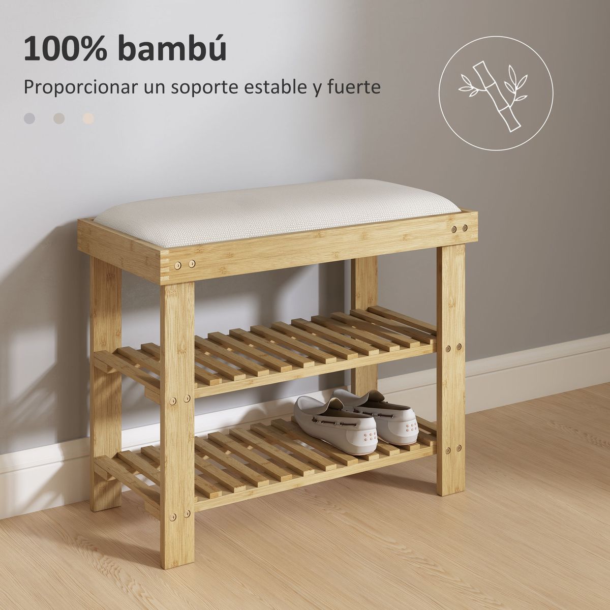 Banco-zapatero-Flower-Homcom-6-pares-2-niveles-con-cojin-crema-49x60x29-cm-banco