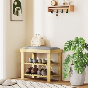 Banco zapatero Flower Homcom 6 pares 2 niveles con cojín 49x60x29 cm