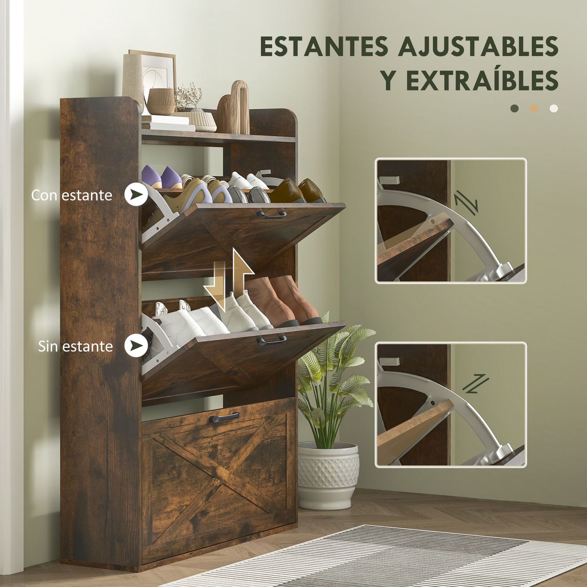 Zapatero-Story-Homcom-24-pares-3-cajones-marron-118x80x24-cm-puertas-abatibles