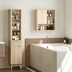 Columna-de-baño-Shine-Homcom-2-estantes-con-cajon-y-armario-natural-170x33x30-cm-ambientada