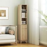 Columna-de-baño-Shine-Homcom-2-estantes-con-cajon-y-armario-natural-170x33x30-cm-ambientada-dos
