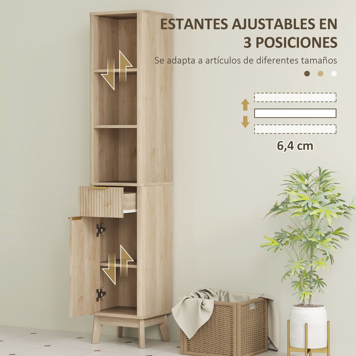 Columna-de-baño-Shine-Homcom-2-estantes-con-cajon-y-armario-natural-170x33x30-cm-interior