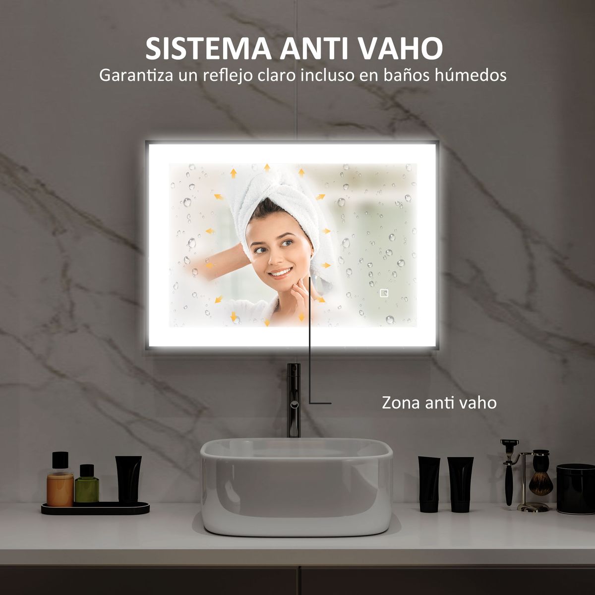Espejo-Honda-Homcom-antivaho-con-luz-LED-negro-50x70x3-cm