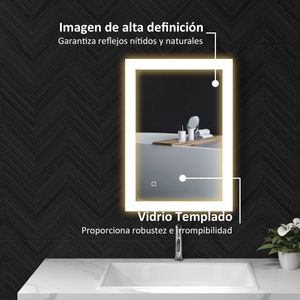 Espejo Honda Homcom antivaho con luz LED negro 50x70x3 cm