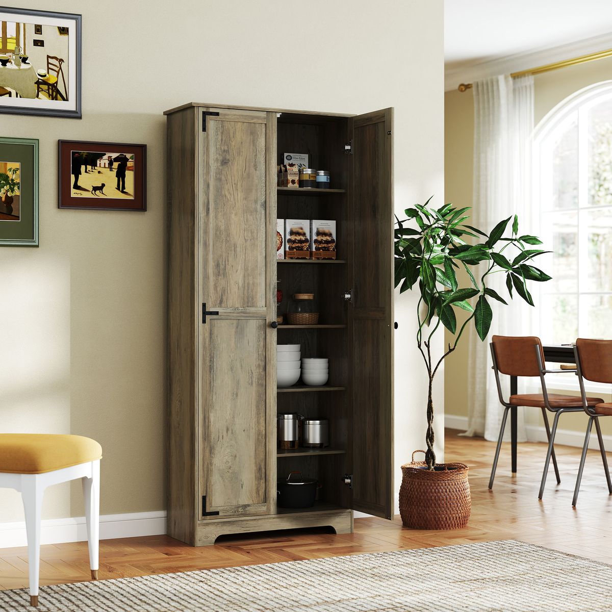 Aparador-Estrella-Homcom-2-puertas-marron-182x78x315-cm-ambientada