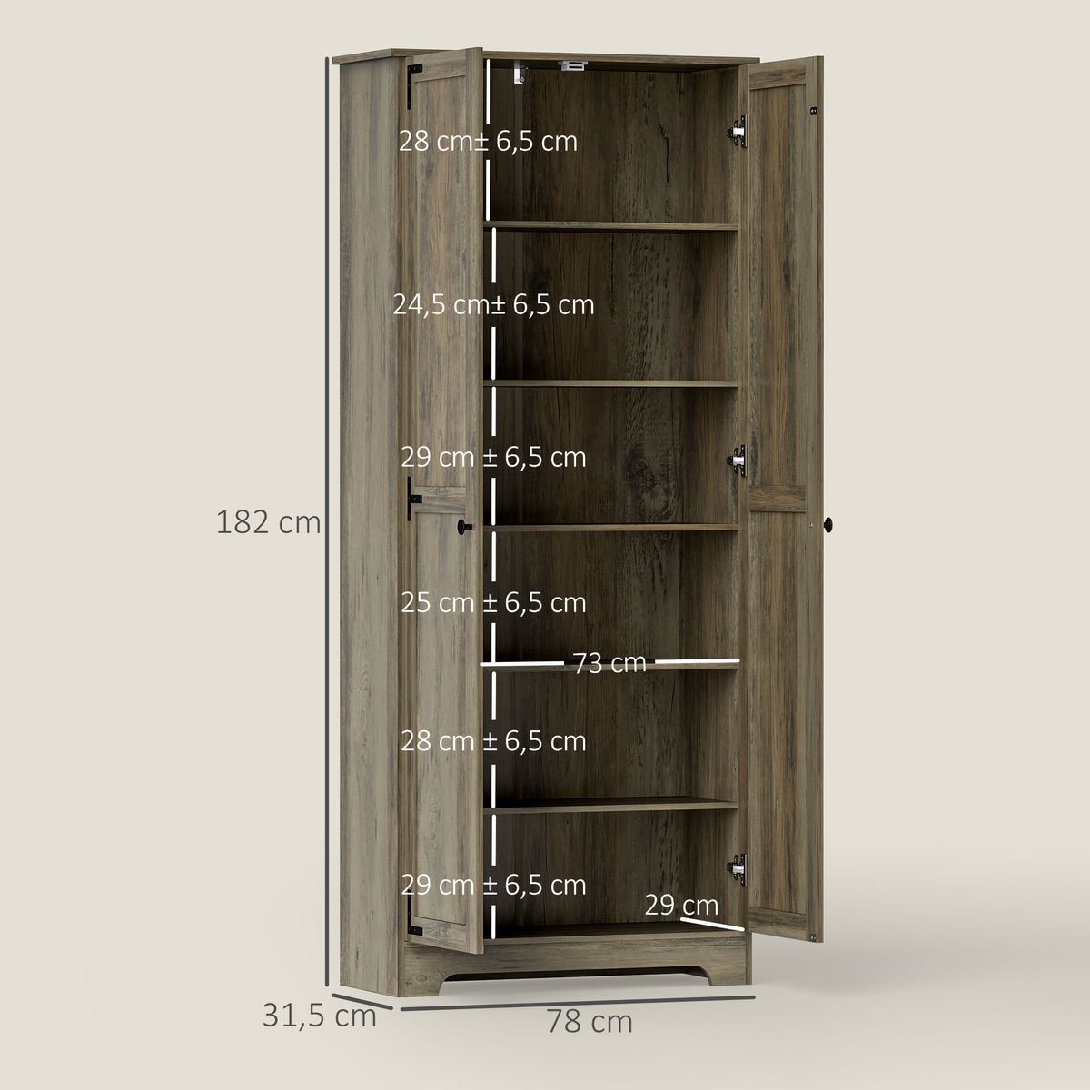Aparador-Estrella-Homcom-2-puertas-marron-182x78x315-cm-medidas