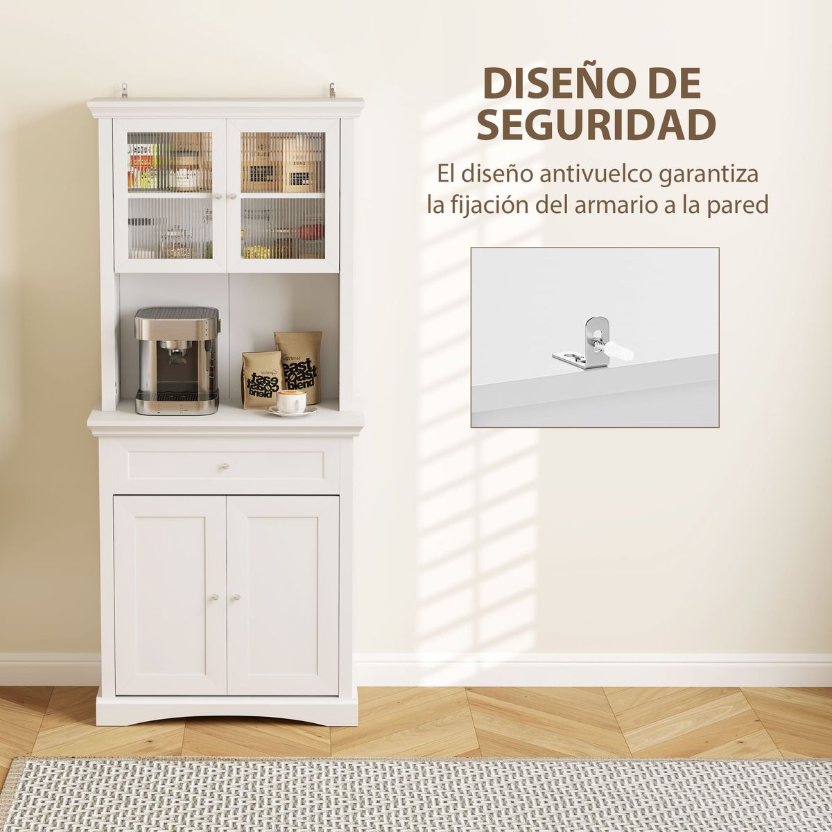 Alacena-Valdena-Homcom-4-puertas--5-compartimentos-blanco-180x79x40-cm