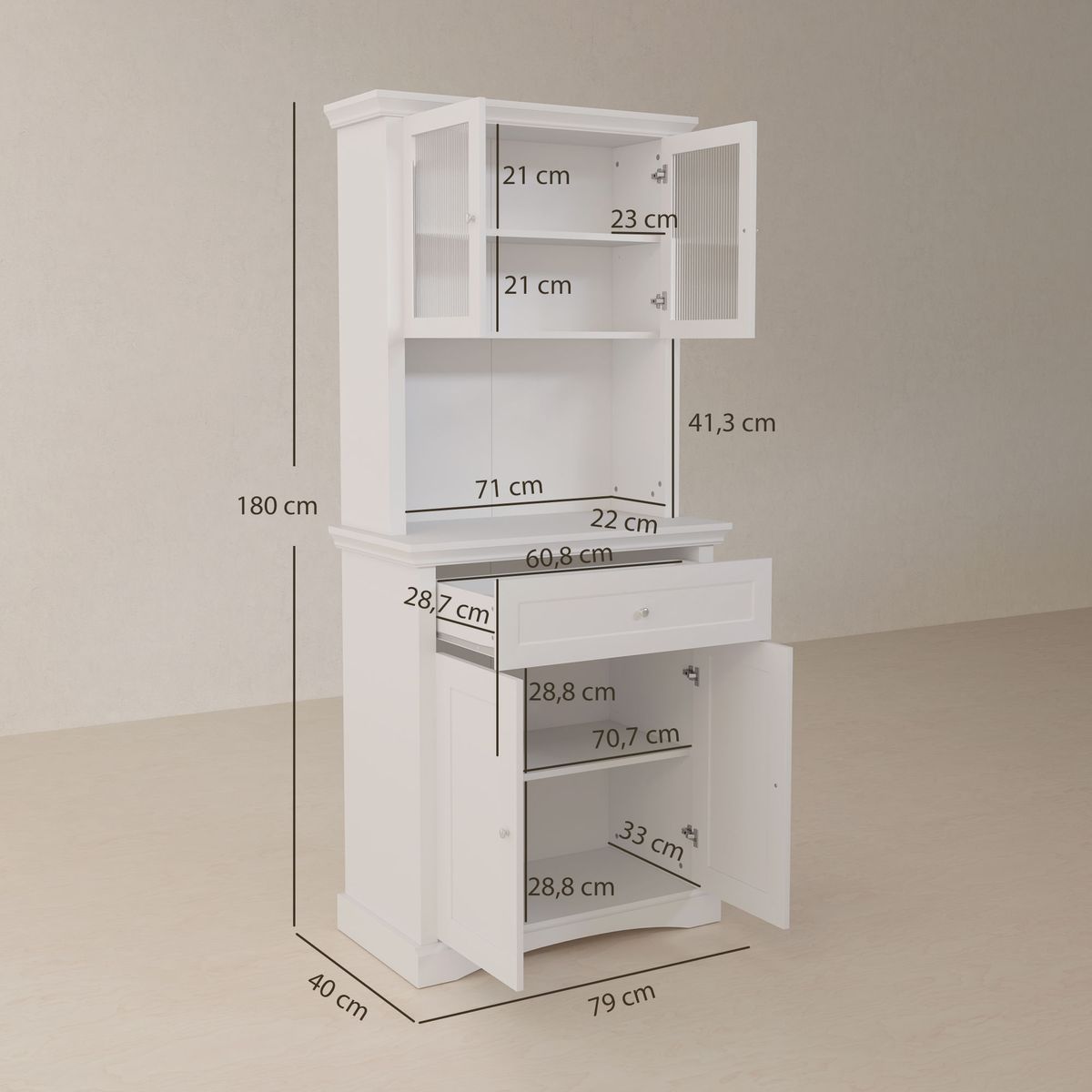 Alacena-Valdena-Homcom-4-puertas-5-compartimentos-blanco-180x79x40-cm