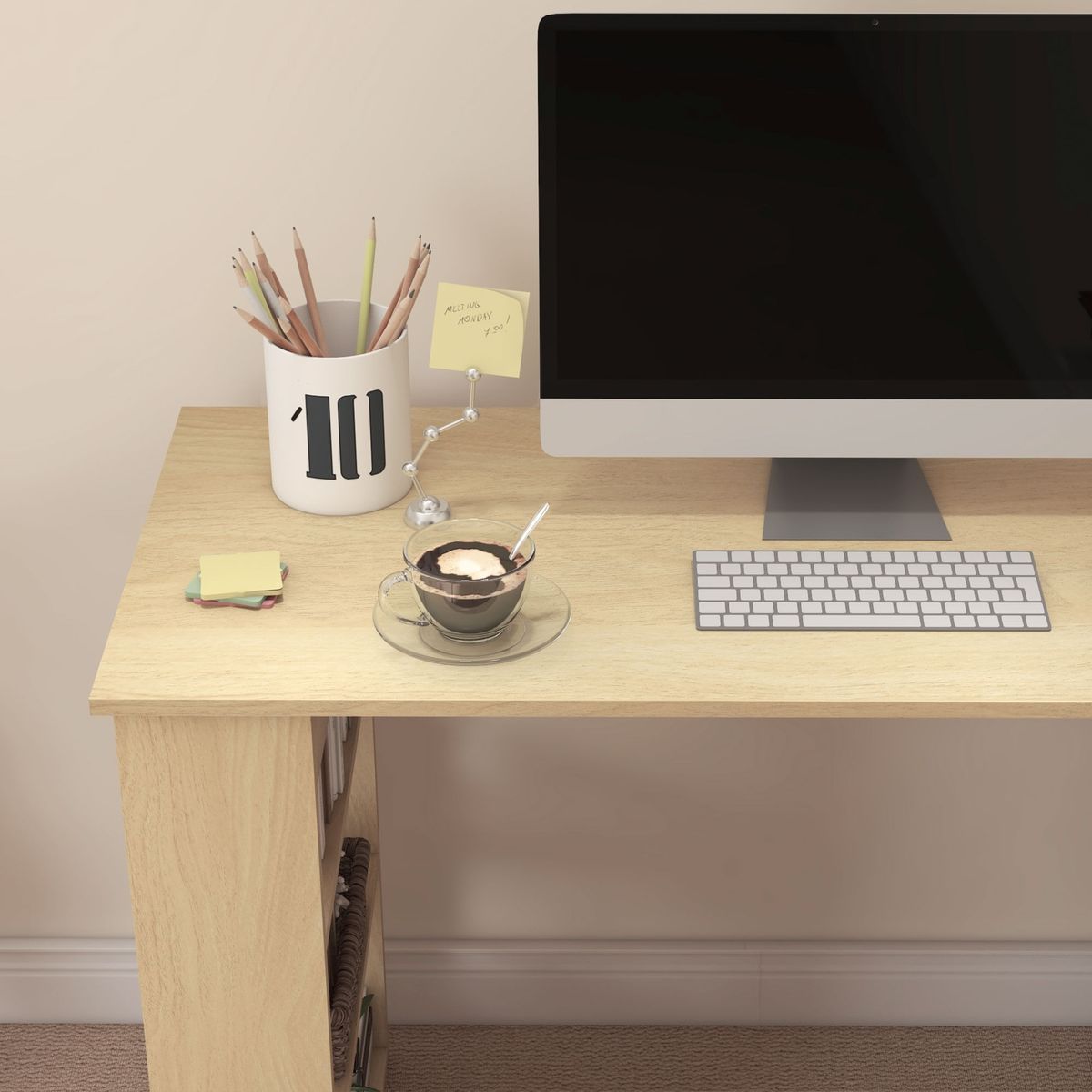 Escritorio-Aventa-Homcom-con-estante-blanco-natural-745x120x110-cm