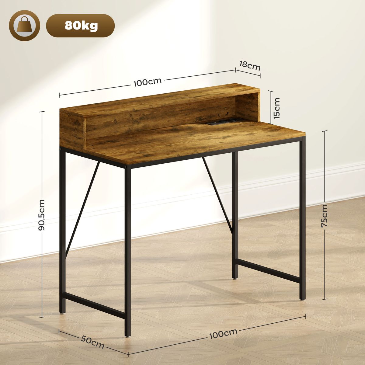 Escritorio-Karlen-Homcom-estante-elevador-marron-905x100x50-cm